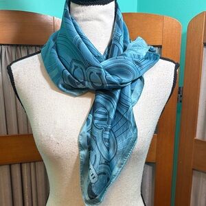 Coach Vintage Blue Patterned silk  Scarf